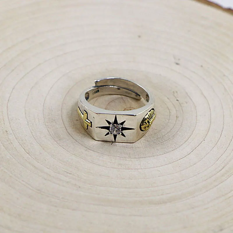 

925 Sterling Silver Sun Ring Male Personality Fashion Ornaments Ring Open Ended Female Retro Thai Silver