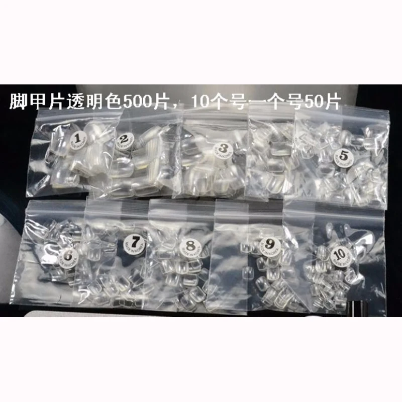 500 Pcs Fake Kunstmatige Teen Nagels Volledige Dekking Acryl Fasle Teennagels Franse Voet Tips Pedicure Diy Nail Art Decor
