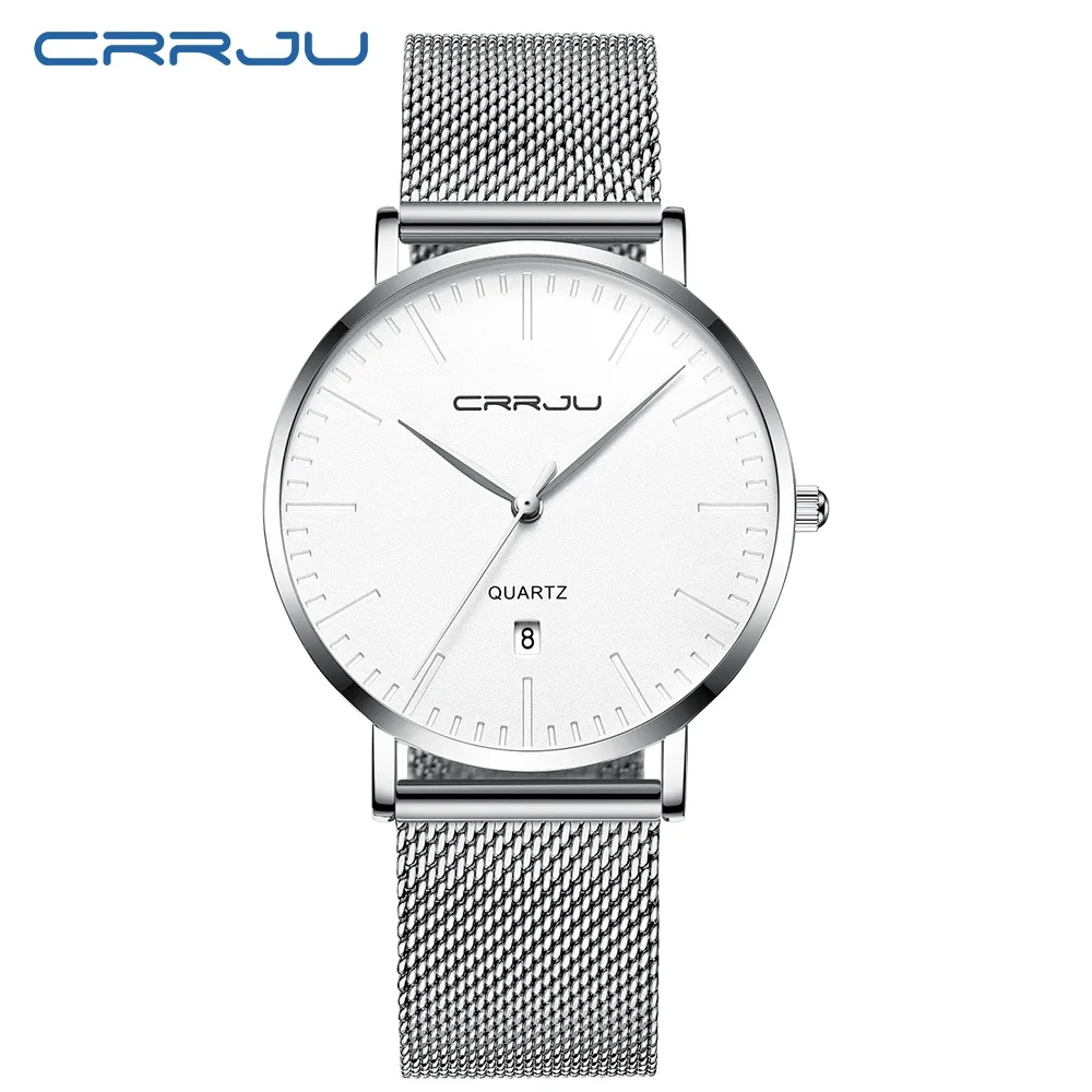 CRRJU di Modo Mens Orologi Top Brand di Lusso Blu Impermeabile Orologi Ultra Sottile Data Semplice Casual Orologio Al Quarzo Degli Uomini di Sport