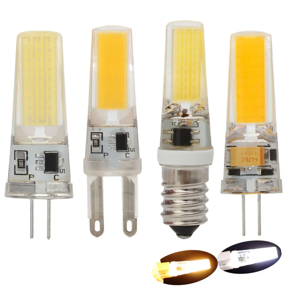 

10 шт./лот LED G4 G9 Лампа с регулируемой яркостью AC DC 12V 220V E14 7W COB SMD LED освещение лампы заменить галогенный прожектор люстра
