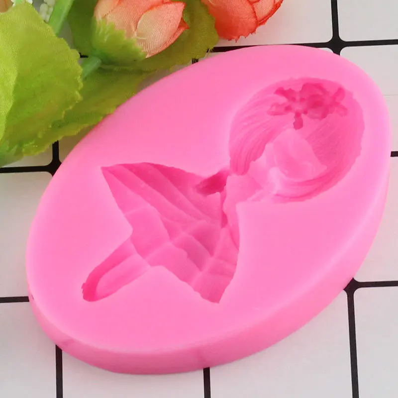 Mujiang Pretty Girl Fondant Molds Cake Decorating Tools Silicone Moulds Chocolate Polymer Clay Resin Mold Baking Tool