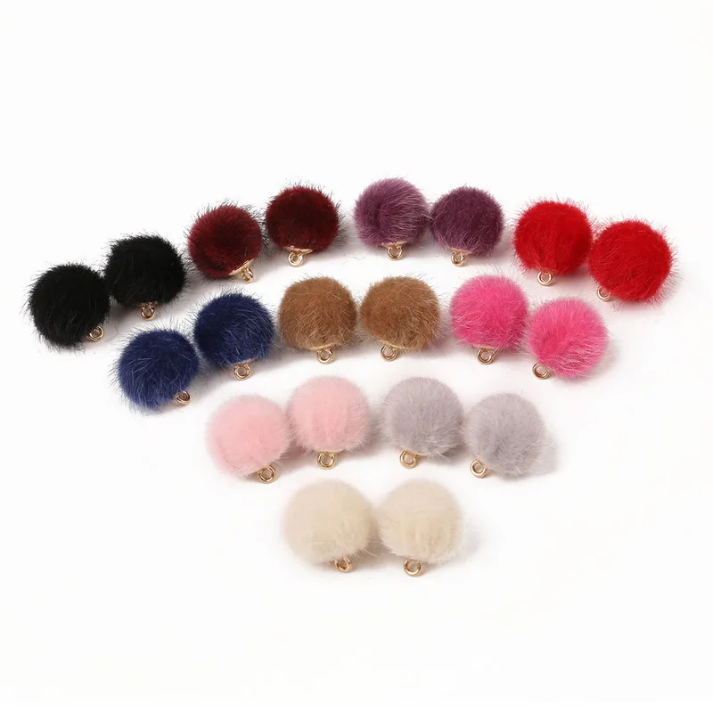 10pcs/lot Plush Fur Covered Ball Beads Charms DIY Pompom Beads Pendant for Necklace Bracelet Earring Jewelry Making