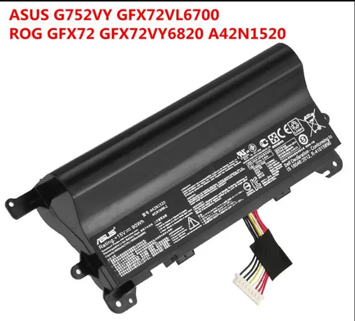 

New genuine Battery for ASUS ROG G752VS G752VY GFX72 GFX72VL GFX72VT GFX72VY A42N1520 15V 90WH