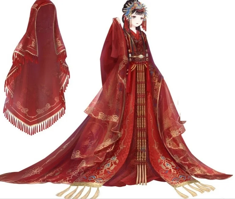 

Yu Zi Cheng Shuo Miracle Nikki Series Gorgeous Red Wedding Costume Hanfu Cosplay Traditional Chinese Style Costume