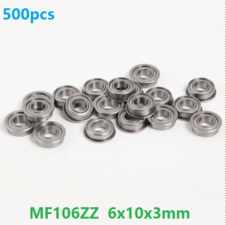 500pcs/lot MF106 MF106ZZ F676ZZ F676-ZZ ZZ flange bearing flanged Miniature Deep Groove Ball Bearing 6*10*3mm 6x10x3mm