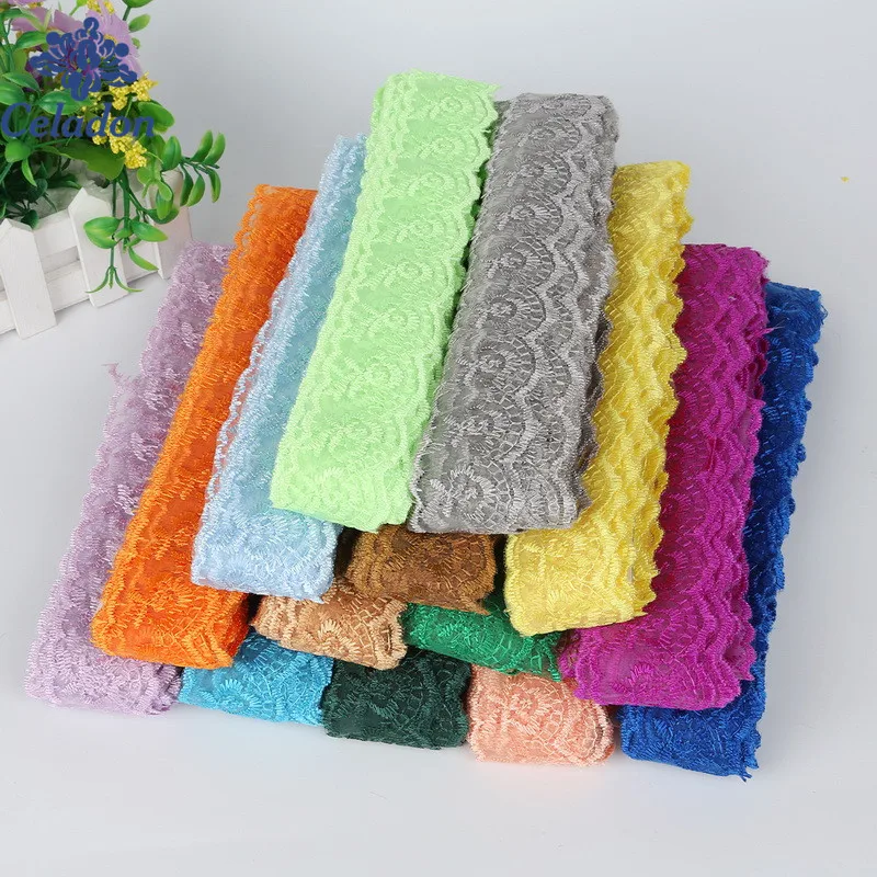 Trim Width 40mm 10 yards/lot Lace Embroidered Net Lace Trim For Sewing DIY Decoration Clothes