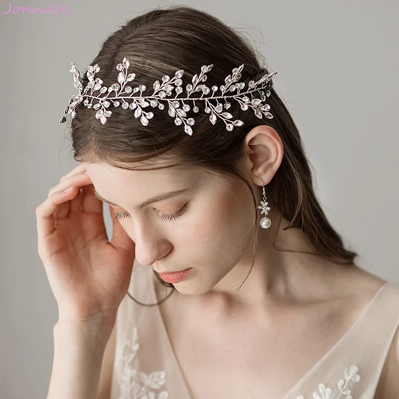 Shine Rhinestone Women Headband Bridal Hair Crown Handmade Wedding Tiara Hair Piece Accessories Gold Silver Color