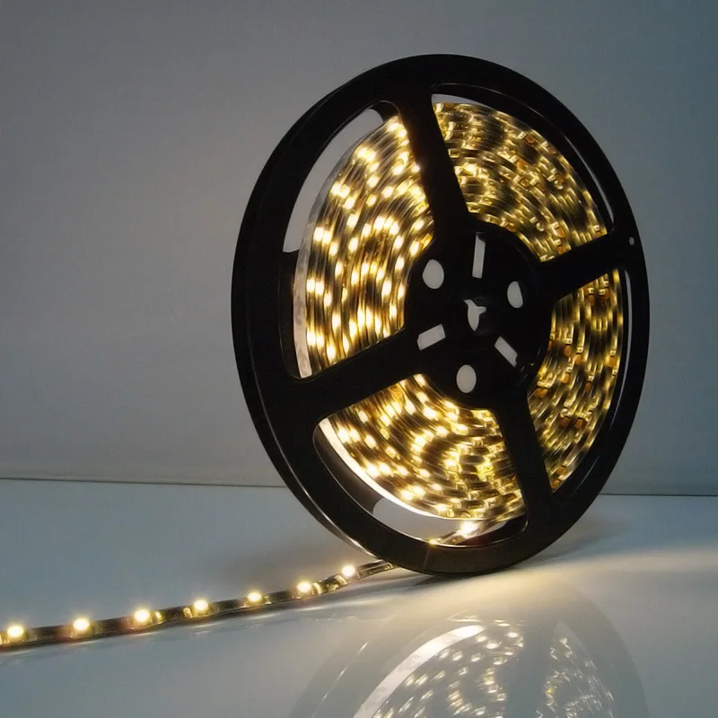 

Warm White 12V 3528 Flexible LED Strip Light, 60LEDs/m, 5M/Roll, DC12V input, Black PCB, Waterproof IP65