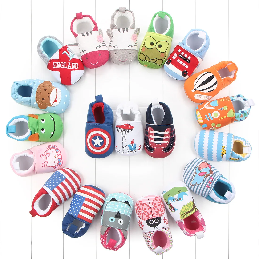 Fashion Cotton Cloth First Walker Cartoon Baby Boy Girls Shoes Bebe Toddler Moccasins Non-slip Soft Bottom Shoes