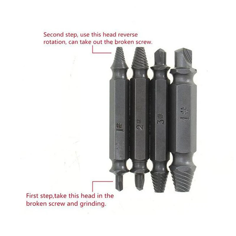 WENXING 4Pcs Screw Extractorสว่านBitsชุดคู่มือBroken Speed Out Easy Out Boltสตั๊ดStrippedสกรูRemoverเครื่องมือ