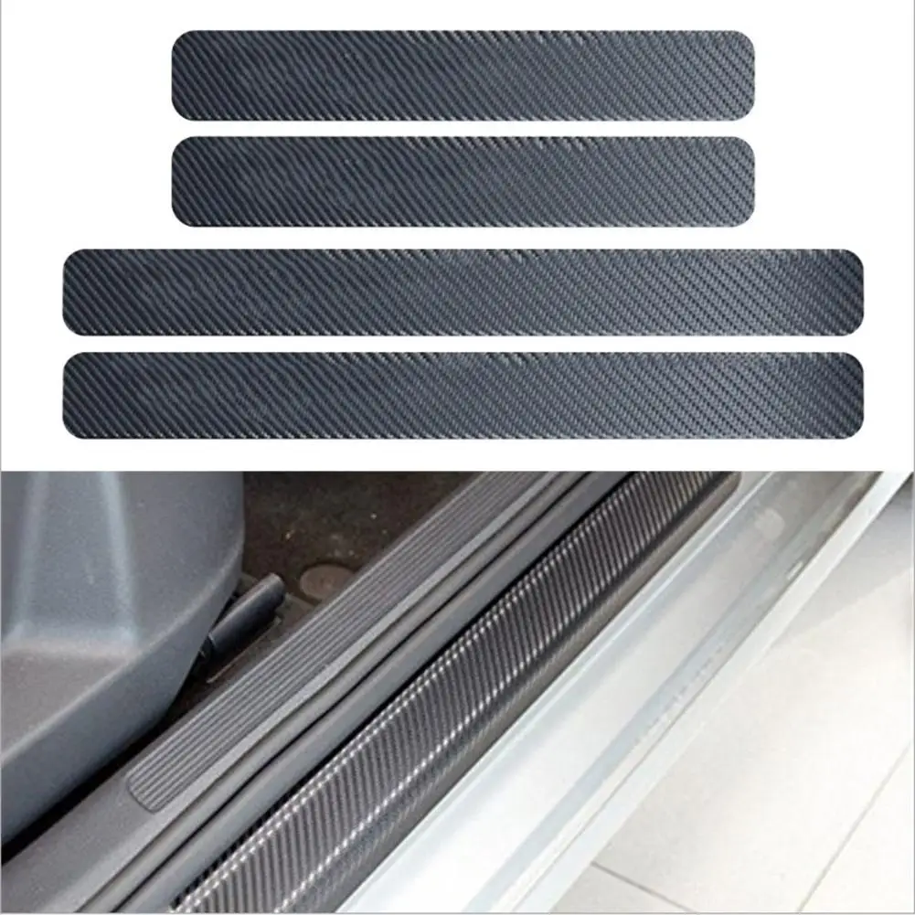 Universal Rear Trunk Plate Guard Sticker Car Rear Bumper Trim Anti-Scratch Protection Kicked Striped Sticker Carbon Fiber Film