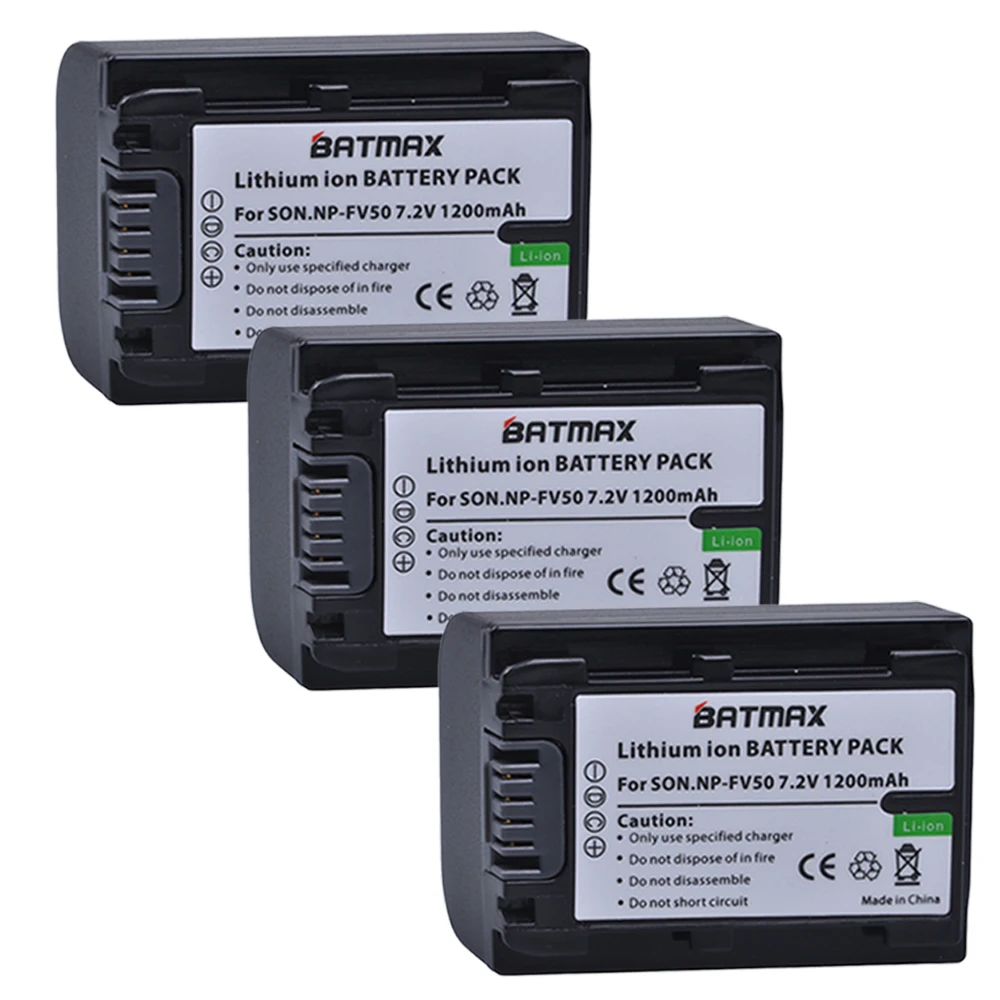 

3-Pack NP-FV50 FV50 Camera Li-ion Batteries for Sony NP FV50 HDR-CX150E CX170 CX300 D6544,for sony NPFV50 accessories