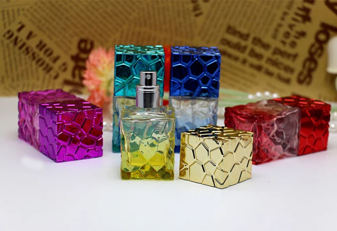 

High Quality Water Cube 30ml 6 Color Glass Parfum With Spray Perfume Women Bottle 100pcs