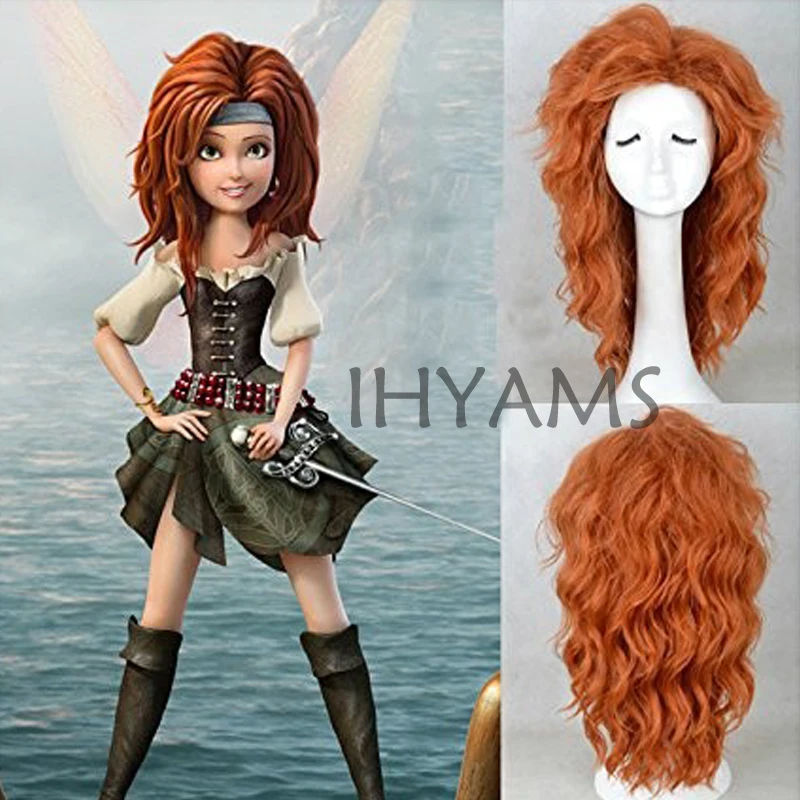 The Pirate Fairy Meet Zarina Cosplay Wig Halloween Costume Halloween Orange Curly Syntehtic Party Wig + Wig Cap