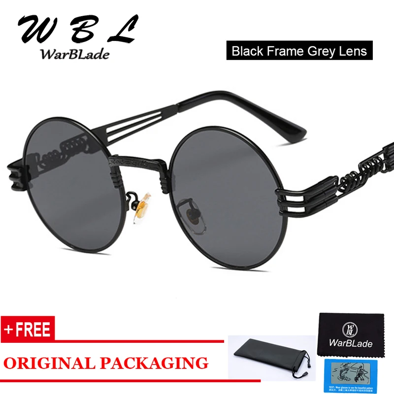 

WarBLade 2019 Sunglasses Men Women Metal Wrap Eyeglasses Round Shades Brand Designer Sun glasses Mirror