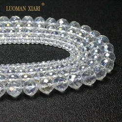 Wholesale AB color Faceted Quartzs White Crystal Natural Stone Beads For Jewelry Making DIY Bracelet Necklace 4/6/8/10/12mm