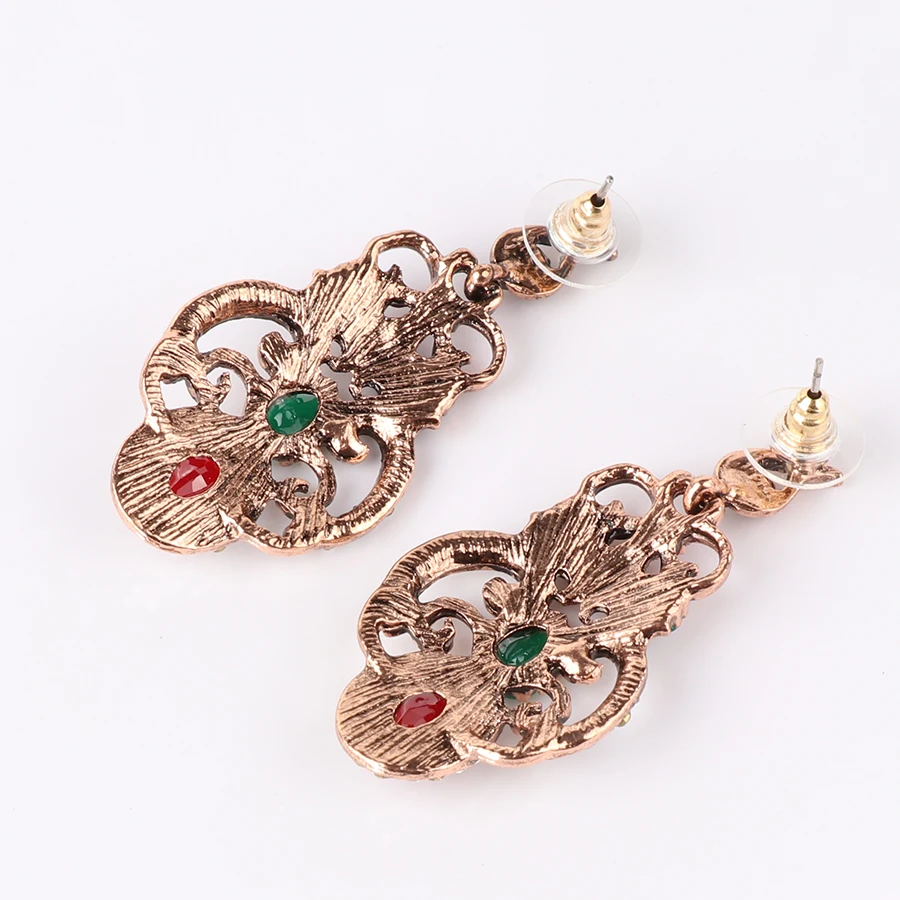 Wbmqda High Quality Boho Red Restin Crystal Antique Gold Drop Earrings Jewelry Gifts For Women Free Shipping