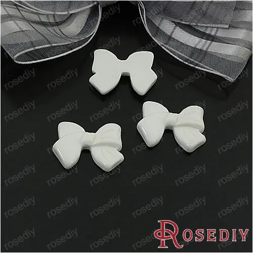 Wholesale 20*14mm White Bowknot Resin Paste Beads for Mobile Phone Diy Jewelry Findings Accessories 30 pieces(JM5009)