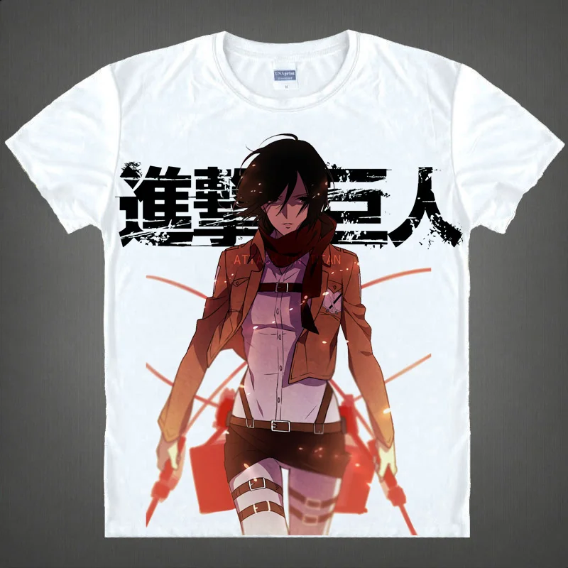 Coolprint Anime Shirt Attack on Titan T-Shirts Multi-style Short Sleeve Scout Regiment Mikasa Ackerman Cosplay Hentai Shirts