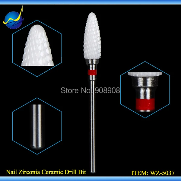 Free Shipping 1pc New Nail Ceramic Drill Bits For Chiropody Podiatry Manicure Salon Nail Tooth Care Flame Tree Style 3/32