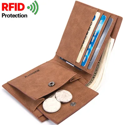 Rfid Men Wallets Mens Wallet with Coin Bag Zipper Small Mini Wallet Purses New Design Dollar Wallet Slim Money Bag Coin Purse