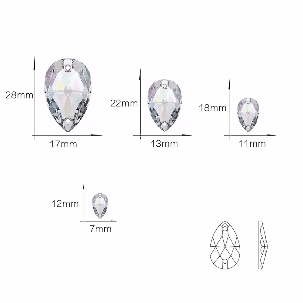 Sew On Rhinestones Crystal 3230 Drop Flat Back Diamond Flat back Crystals Strass Apparel Sewing Fabri Craft Clothes Decorations