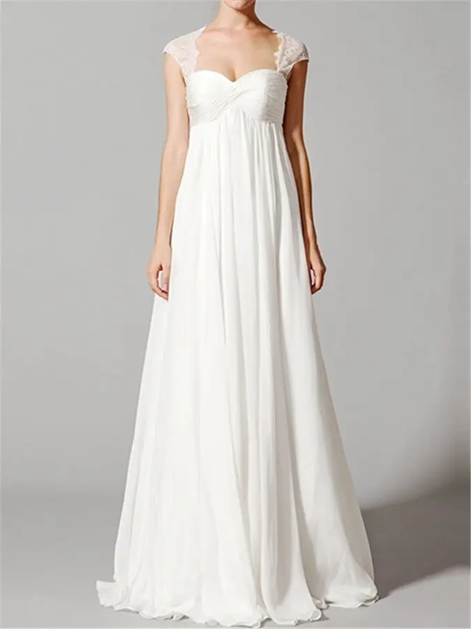Maternity Plus Size Wedding Dress 2025 Beading Empire Waist Lace Chiffon Bridal Gowns Custom robe de mariage