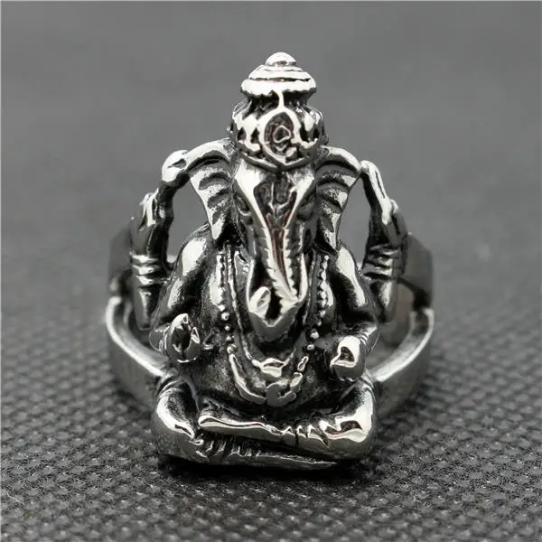 316L Stainless Steel Cool Thailand Ganesha Ring Newest