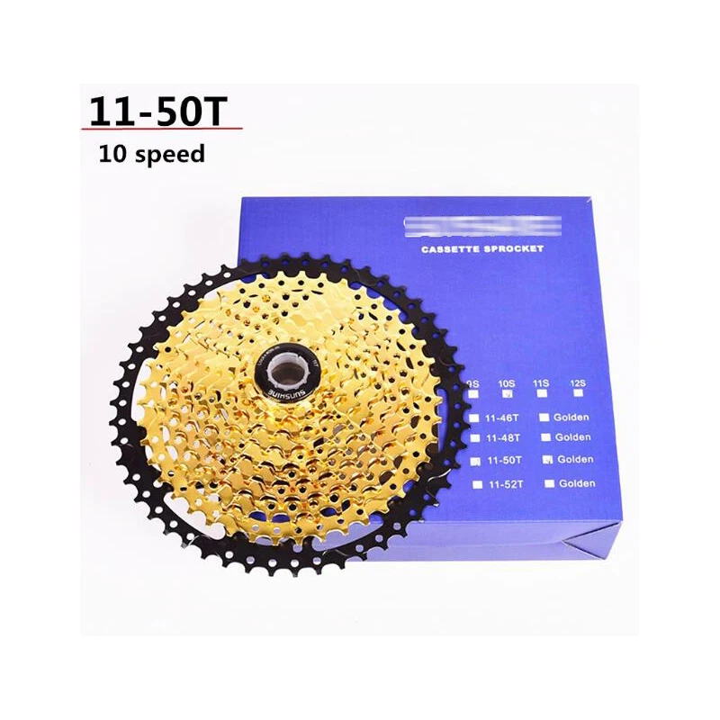 

Bicycle freewheel bike flywheel 10 speed 11-50T/46T Cassette gold color mountain bike freewheel sprocket mtb cog 50T