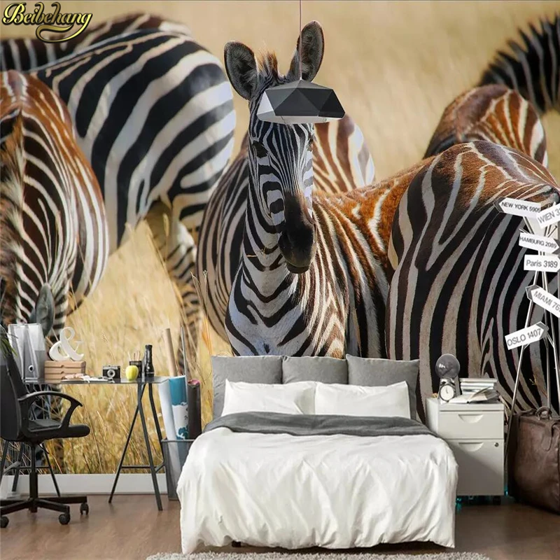 beibehang Custom wallpaper mural animal zebra mural TV background wall papel de parede wall papers home decor wallpaper 3d