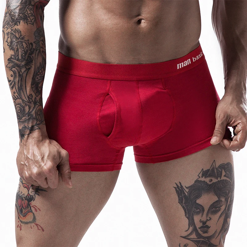 cotton mens underwear boxers open hole underwear for men  male cuecas calzoncillos xxxl