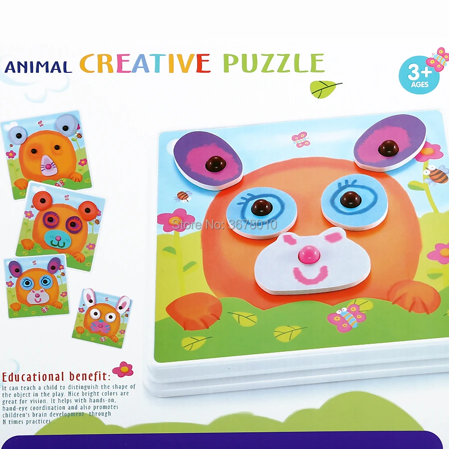 Animal creative Puzzle Game,39 EVA  Designs,Cute Colorful Animal Shapes Motor And Cognitive Skills Development  Education Toys