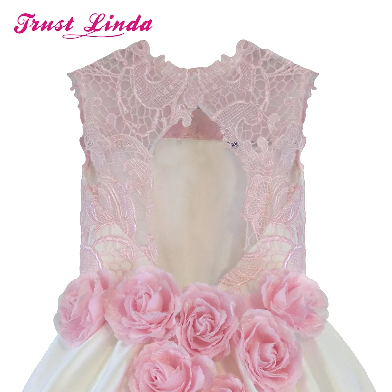 Real colorido bonito champange flor meninas vestidos de renda apliques flor da criança cupcakes a linha vestidos crianças pageant vestidos