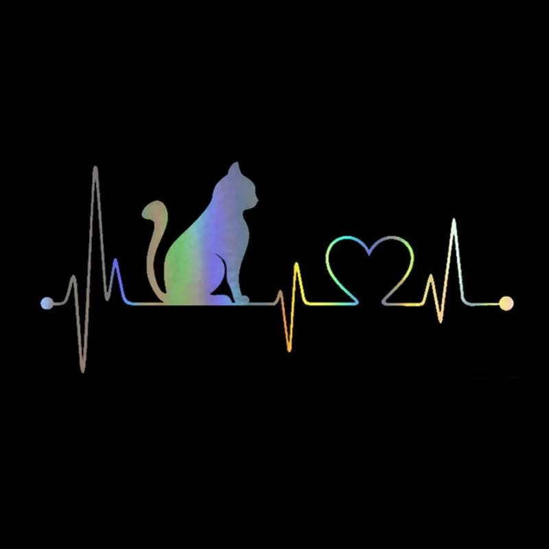 Car Sticker 3D 20*8.9cm Pet Cat Heartbeat Lifeline Decal Sticker On Car Funny Stickers and Decals Vinyl Car Styling