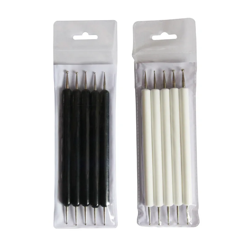 5 pcs New Dual-Headed Acrylic Rod Round-Headed Indentation Pen Sets Handmade DIY Derivative Pen in Black and White two colours