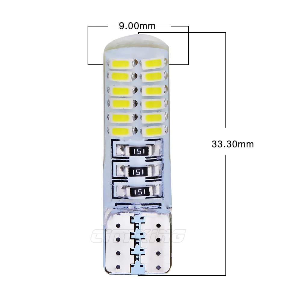 10pcs New Car LED T10 194 W5W 24SMD 3014 Silicone Shell Auto Side Marker Welcome Light Wedge Lamp Parking Bulb Interior Lighting