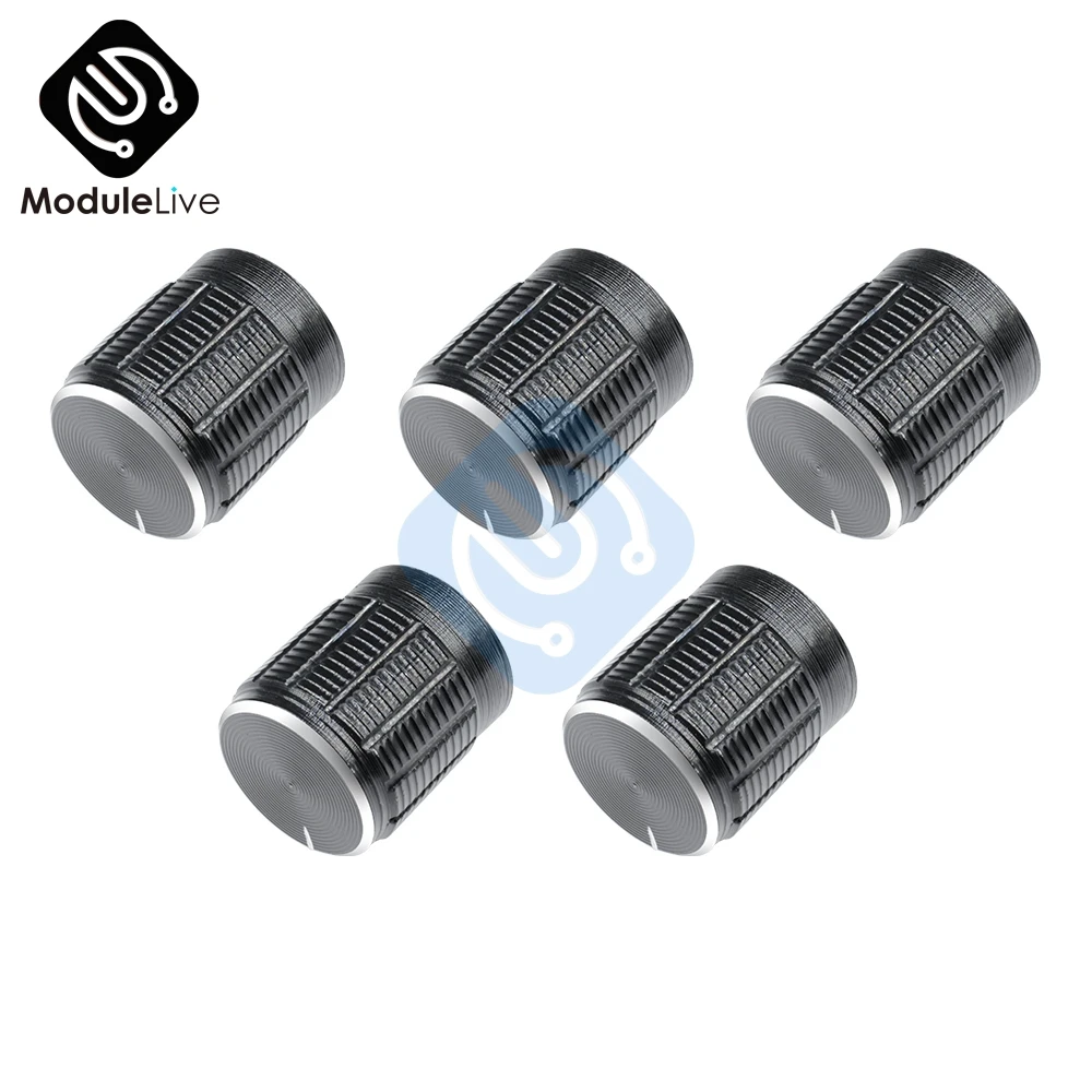 5Pcs 6mm Volume Control Rotary Knobs Black For Knurled Shaft Potentiometer Swtich Caps