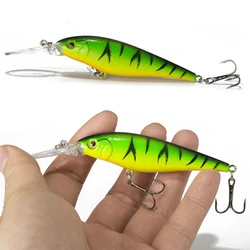 1PCS Colorful Stripe Pattern 11cm 10.5g Hard Bait Minnow Streak Fishing Lures Bass Fresh Water Hook Diving Perch Wobbler Fish