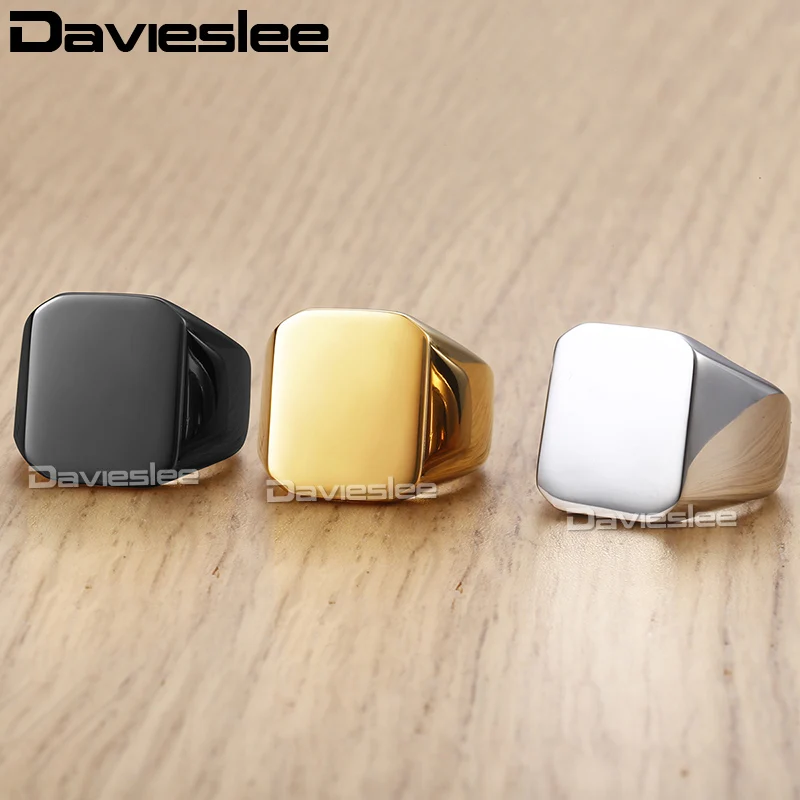 

Davieslee Classic Ring for Men Smooth 316L Stainless Steel Men's Rings Black Gold Silver Color Dropshipping Jewelry Gifts DHRM76