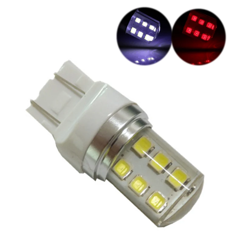 

100pcs T20 7443 T25 3157 Strobe Flash Car Silicone LED Reverse Brake Light Parking Lamp 2835 12SMD White Red Blue DC12V