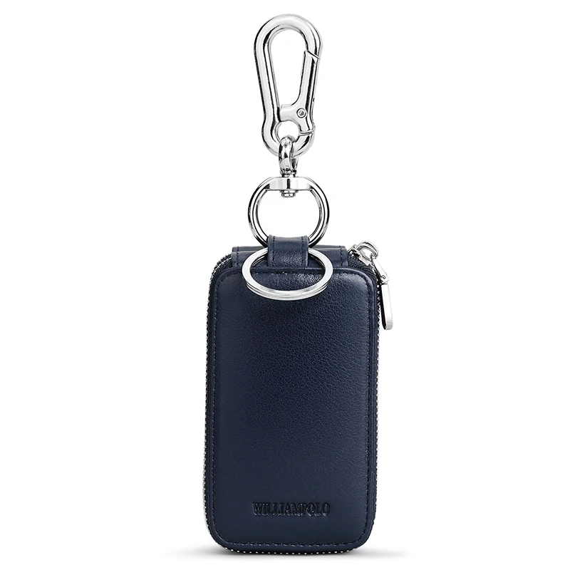 Crocodile pattern key pack Men's leather double zipper top leather transparent skylight car key pack