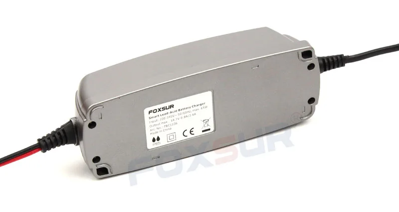 FOXSUR-cargador de batería para coche y motocicleta, 12V, 3.6A o 12V/0.8A, cargador de batería de plomo ácido, entrada de CA 100-240V, enchufe UE,