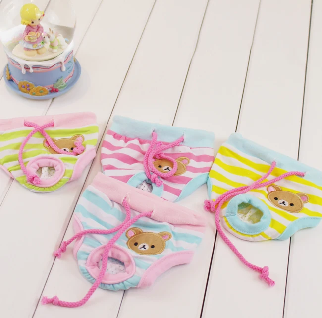 Cotton Bear Female Dog Puppy Sanitary Pants Diaper Underwear Hygienic Cat Cute Physiological Panties for Small Little Pet Animal