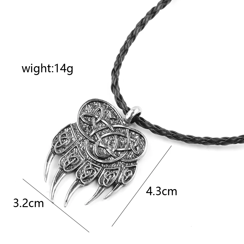 Veles Stamp Slavic Bear Claw Print Charm Lewis Pendant Necklace Antique  Colar Odin \'s Symbol Of Norse Viking Jewelry