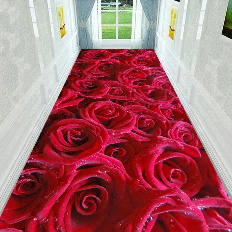 

100*200cm Customized 3D Floral Plant Hallway Carpet Pastoral Rugs Corridor Floor Mat Soft Aisle Stairs Anti-slip Long Runner Mat