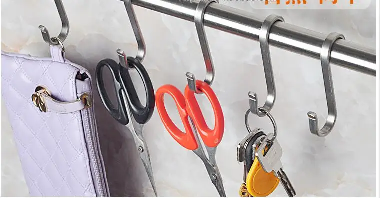22mm 25mm pipe Stainless steel s-type hook Clothing store kitchen wardrobe pothook thickness:2mm width:5mm