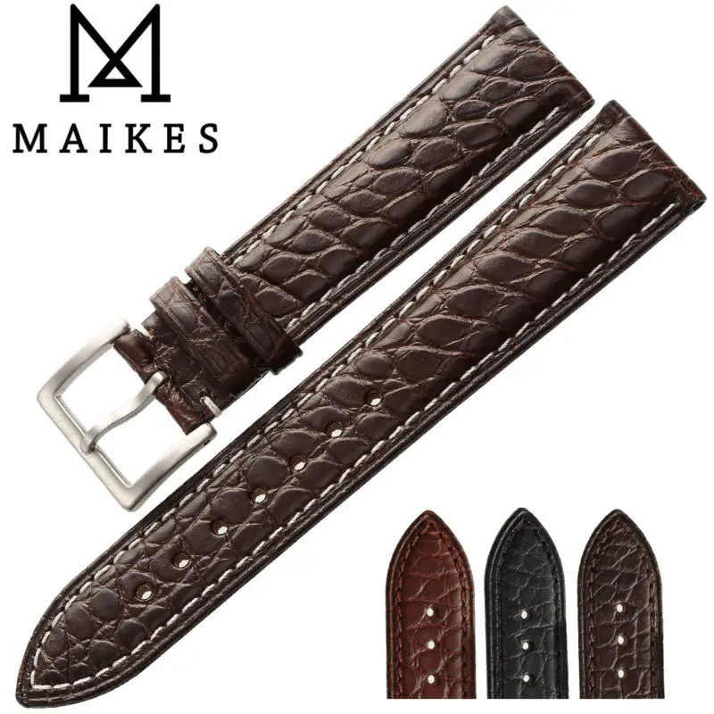 Maikes-本革クロコダイルストラップ,高級時計ケース,18mm,20mm,22mm,24mm,iwc omega longines用