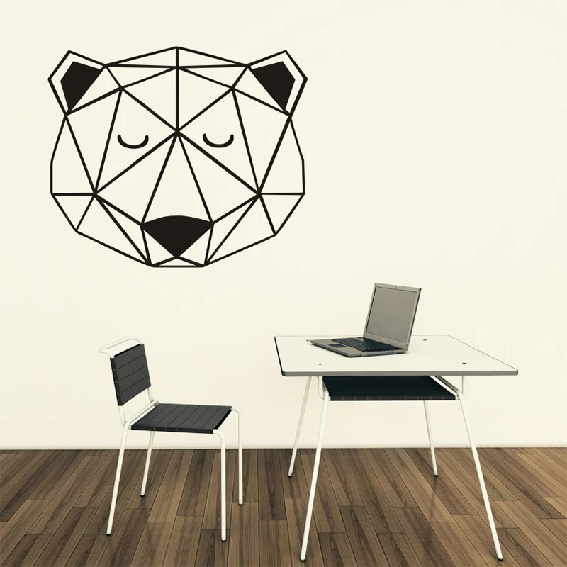 

POOMOO DIY Wall Stickers Wall Decals, Geometric Bear Head Wall Sticker Type PVC Wall Stickers M49*42cm/L66*56cm