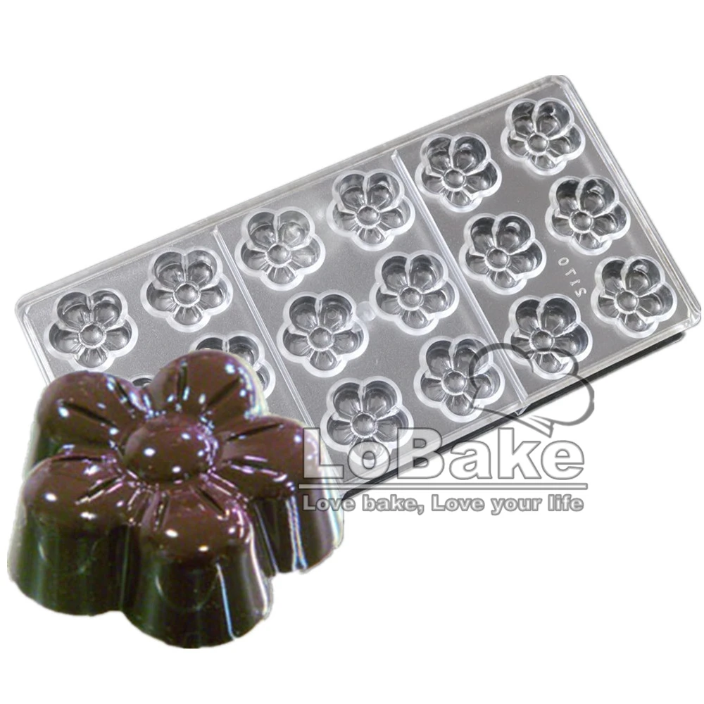 18 cavities five-petaled flowers shape chocolate by PC Polycarbonate mold for diy home bakery making supplies