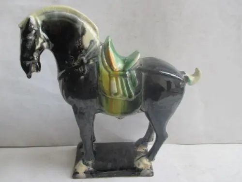 21 cm * / Elaborate ancient China Tang sancai ceramic collection horse statue